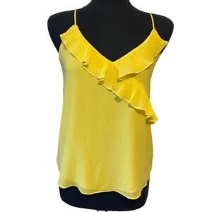 Naked Zebra Women's Yellow Chiffon Ruffled Sleeveless Blouse Size Small
